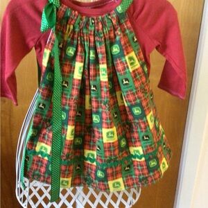Flannel Christmas dress with matching tee shirt